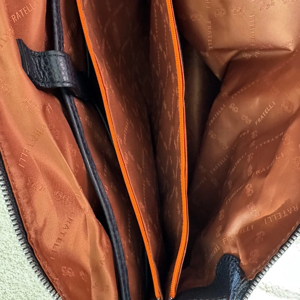 Genuine Leather Navy Laptop Messenger Bag | European Brand | New